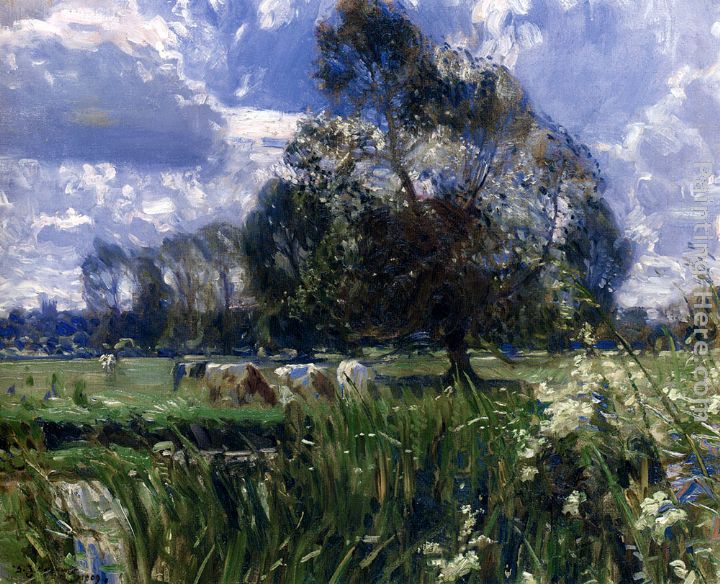 Summer Afternoon On The Wensum, Costessey painting - Sir Alfred James Munnings Summer Afternoon On The Wensum, Costessey art painting